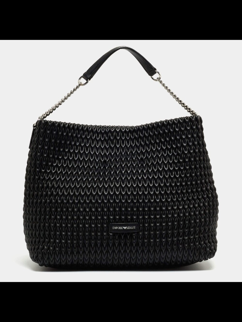Emporio Armani Quilted Black Leather Hobo Bag